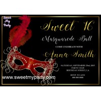 Sweet 16 Masquerade Party Invitation,Quinceanera Masquerade Party Invitation,(011swee)